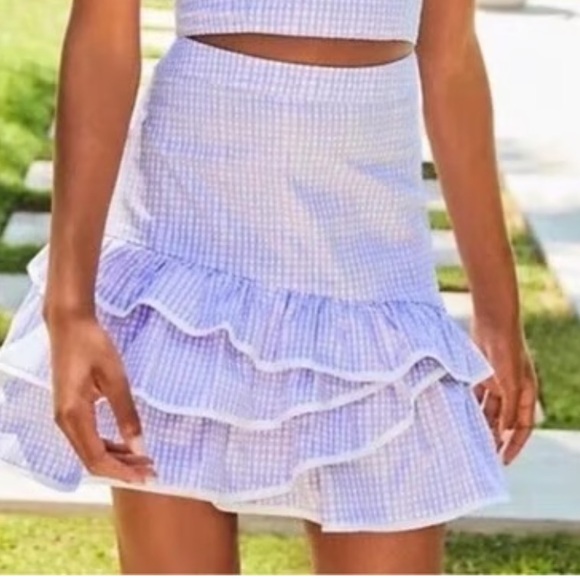 Lilly Pulitzer Dresses & Skirts - Lilly Pulitzer Rosalie Tiered Ruffle Mini Skirt in Light Lilac Gingham size 8